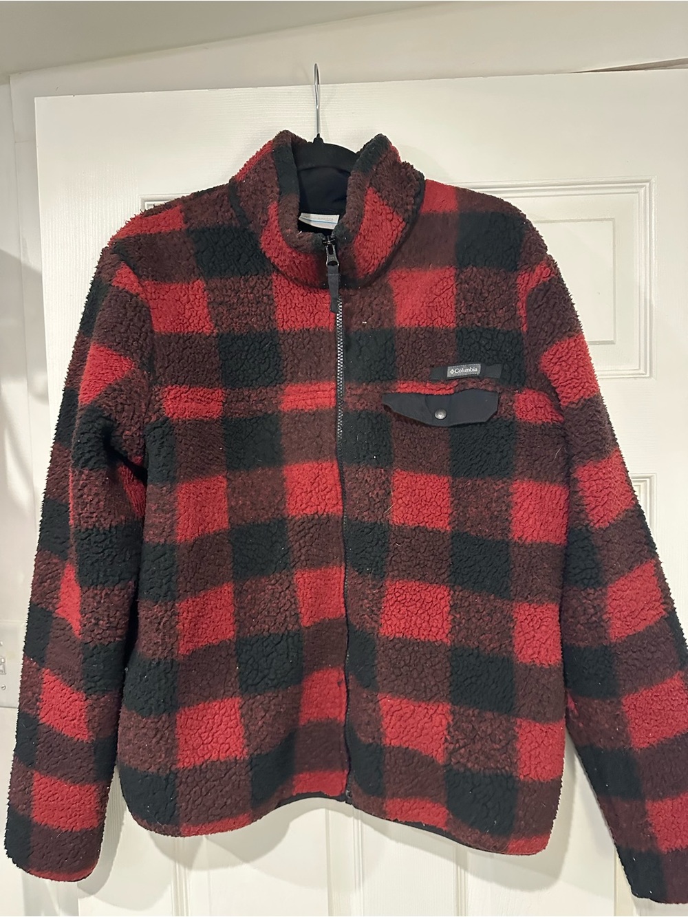 Columbia Red & Black Buffalo Plaid Sherpa Jacket